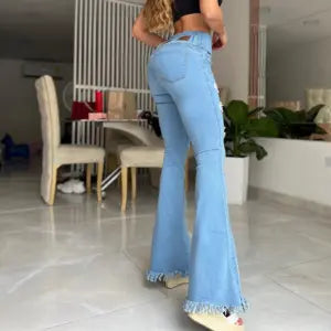 Jeans Bota Campana Tela Strech