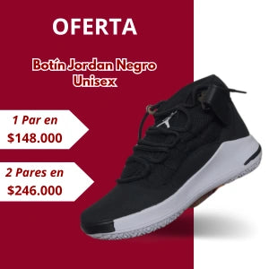 Botin Jordan Negro Blanco Unisex