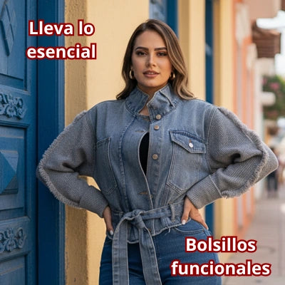 Denim Aura™ — Chaqueta Oversize con Tejido