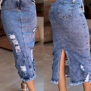 Falda Larga Abertura Atras