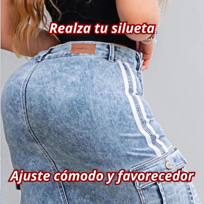 Falda Cargo Denim Flex “Aire”