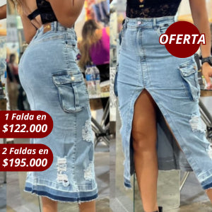 Falda Larga Bolsillos Tipo Cargo