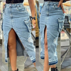 Falda Larga Bolsillos Tipo Cargo