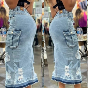 Falda Larga Bolsillos Tipo Cargo