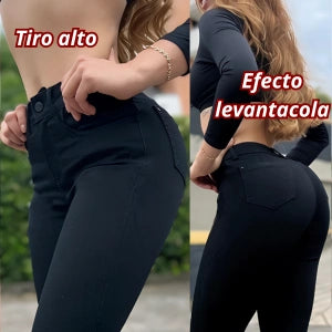 Jeans Estilo Ochentero En Tela Strech Negro