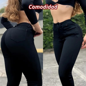 Jeans Estilo Ochentero En Tela Strech Negro