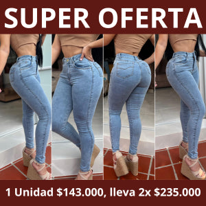 Jeans Ochentero Claro Tela Strech