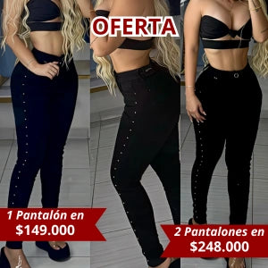 Pantalon negro con Pedreria Al Costado
