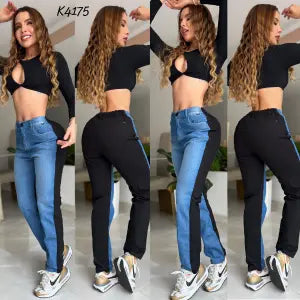 Pantalon Mom Flat 2 Telas Rígido