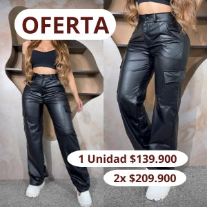 Pantalon Cargo Tipo Cuero Negro