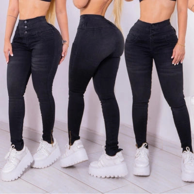 POWER GREY — Jean Skinny Stretch con Cierre en Bota