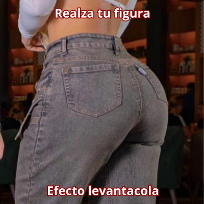 Jean Mom Flat Café Tendencia