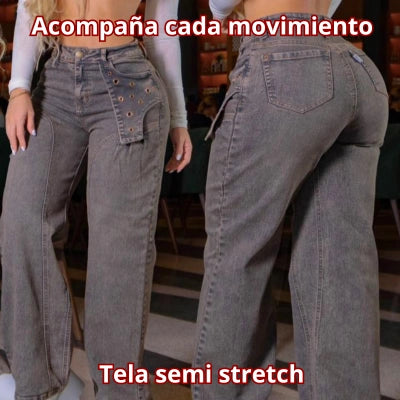 Jean Mom Flat Café Tendencia