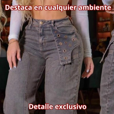 Jean Mom Flat Café Tendencia