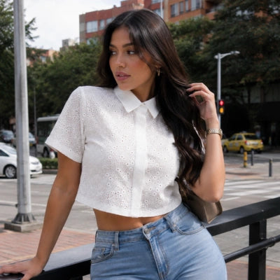 Camisa "Brisa Floral" Punto Tejido