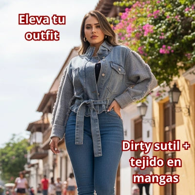 Denim Aura™ — Chaqueta Oversize con Tejido
