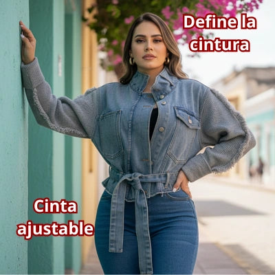 Denim Aura™ — Chaqueta Oversize con Tejido
