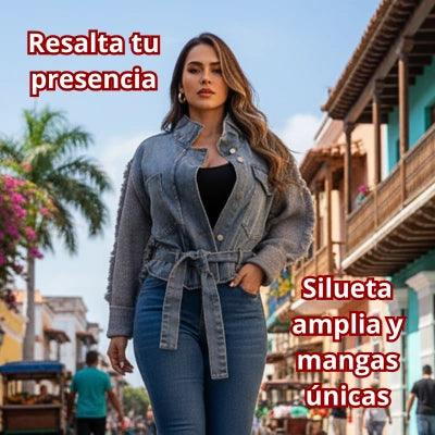 Denim Aura™ — Chaqueta Oversize con Tejido