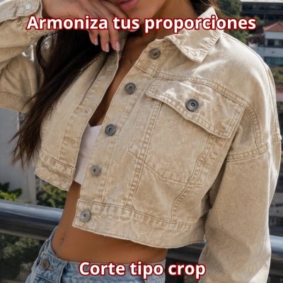 Chaqueta Crop "Carácter Caqui"