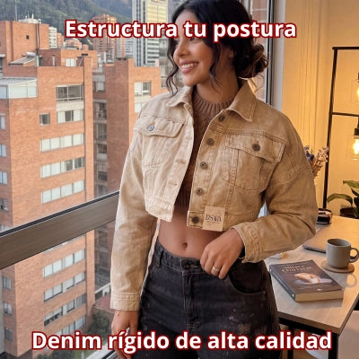 Chaqueta Crop "Carácter Caqui"