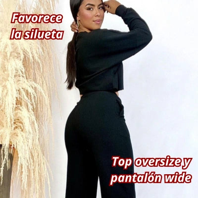 Top oversize manga larga + pantalón wide