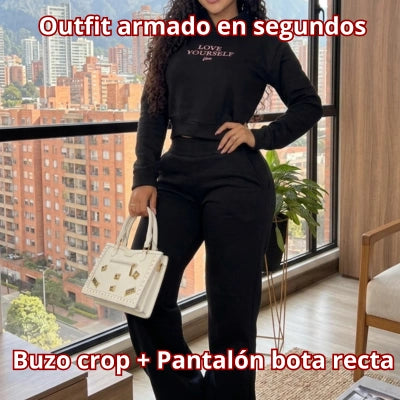 El Conjunto — Buzo Crop Hoodie + Pantalón Bota Recta
