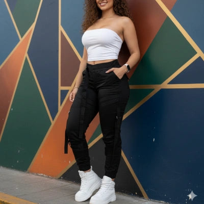 Conjunto Strapless & Jogger Bengalina