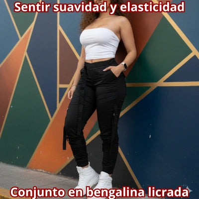 Conjunto Strapless & Jogger Bengalina