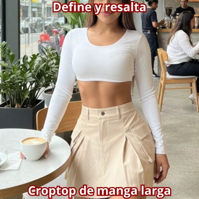 Conjunto Falda Short Prenses & Croptop Manga Larga