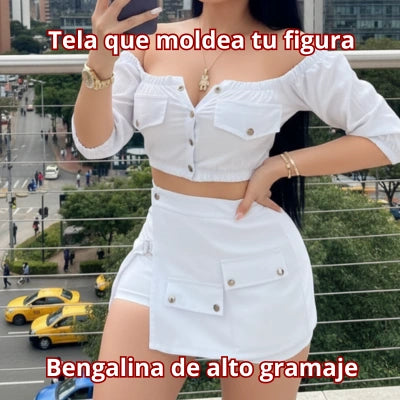 Conjunto Sef Dilians — Crop + Minifaldón Cargo