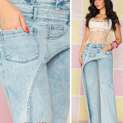 Palazzo Denim Asimétrico