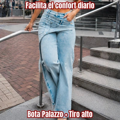 Palazzo Denim Asimétrico