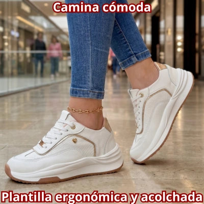 Tenis Somalia — Deportivo Cuero con Detalles Dorados