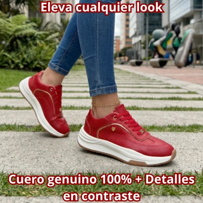 Tenis Somalia — Deportivo Cuero con Detalles Dorados