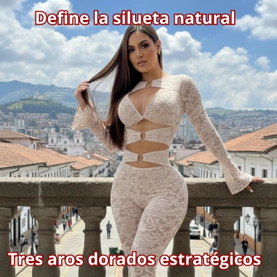 Enterizo Aurum — Encaje de Tres Aros Dorados
