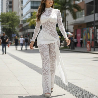 LACE NOIR — Enterizo Blonda Elástica Floral