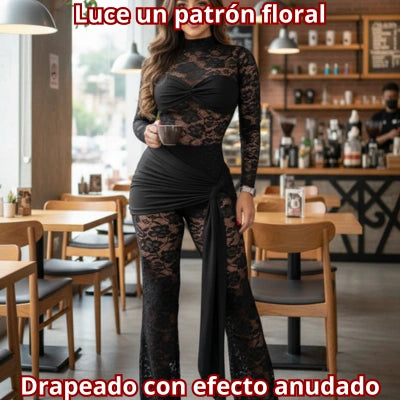 LACE NOIR — Enterizo Blonda Elástica Floral