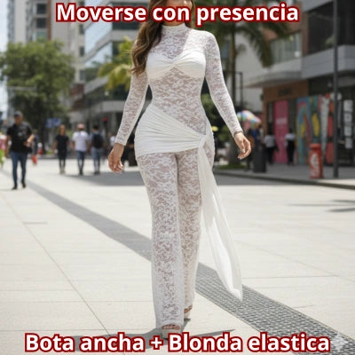 LACE NOIR — Enterizo Blonda Elástica Floral