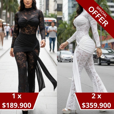 LACE NOIR — Enterizo Blonda Elástica Floral