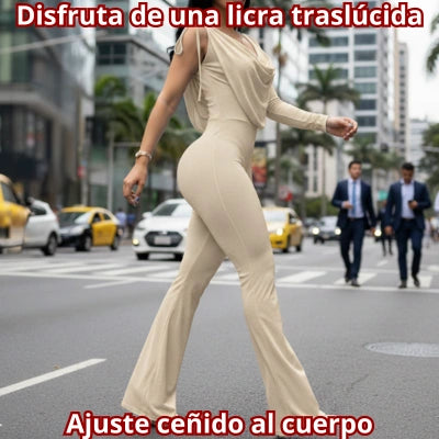 Enterizo Licra Traslúcida Asimétrico