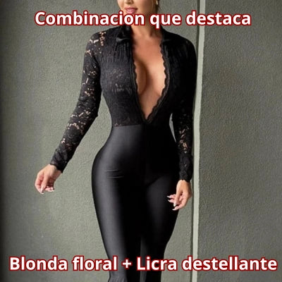 Enterizo Venecia — Blonda + Bota Campana Destellante