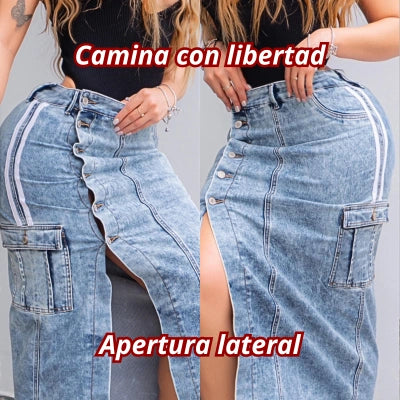 Falda Cargo Denim Flex “Aire”