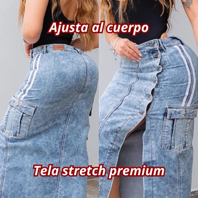 Falda Cargo Denim Flex “Aire”