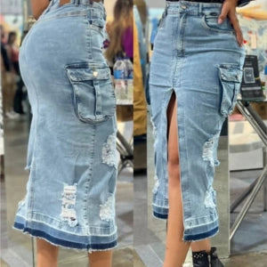 Falda Larga Bolsillos Tipo Cargo