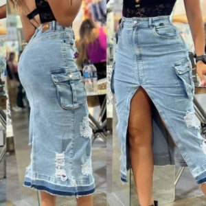 Falda Larga Bolsillos Tipo Cargo