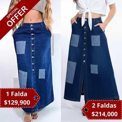 Falda “Paso Firme” Denim Largo