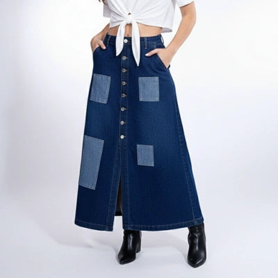 Falda “Paso Firme” Denim Largo