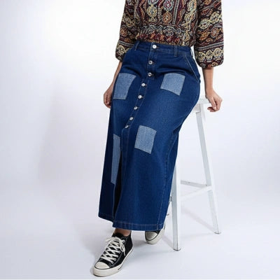 Falda “Paso Firme” Denim Largo
