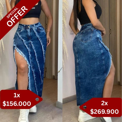 Falda “Línea Poder” Denim Largo