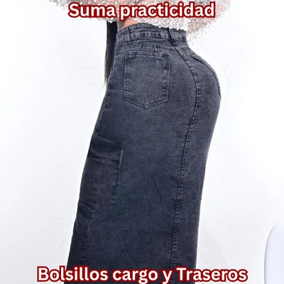 Falda “Cargo Serena” Denim Largo